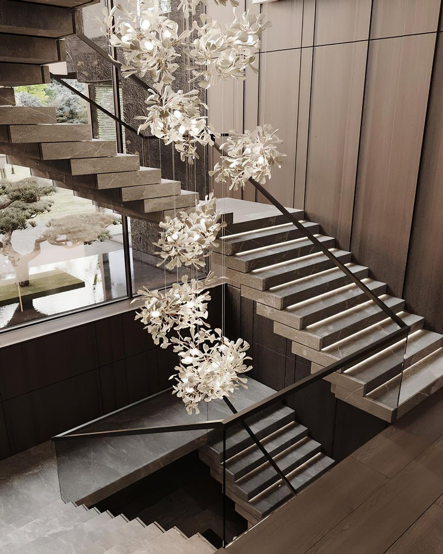 Gingko Vortex Modern Chandelier - Adjustable LED Lighting & Unique Des