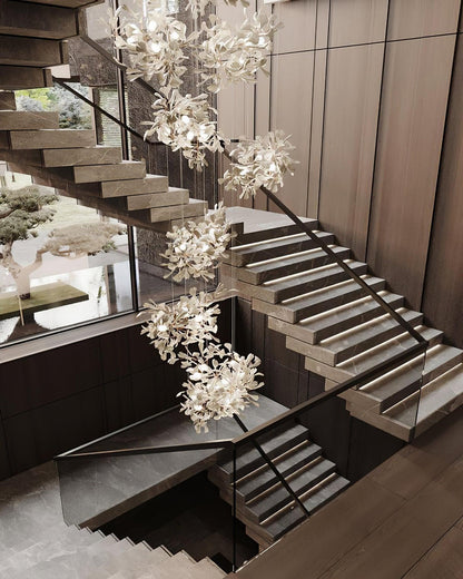 Gingko Vortex Modern Chandelier - Adjustable LED Lighting & Unique Des
