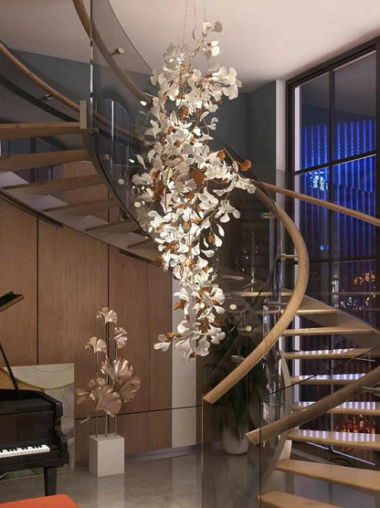 Gingko Vortex Modern Chandelier - Adjustable LED Lighting & Unique Des