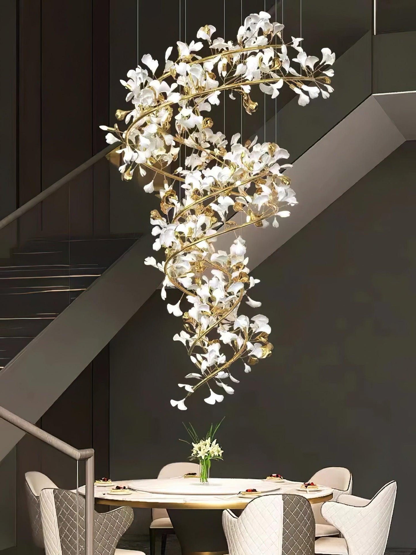 Gingko Vortex Modern Chandelier - Adjustable LED Lighting & Unique Des