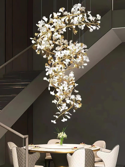 Gingko Vortex Modern Chandelier - Adjustable LED Lighting & Unique Des