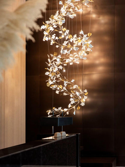 Gingko Vortex Modern Chandelier - Adjustable LED Lighting & Unique Des