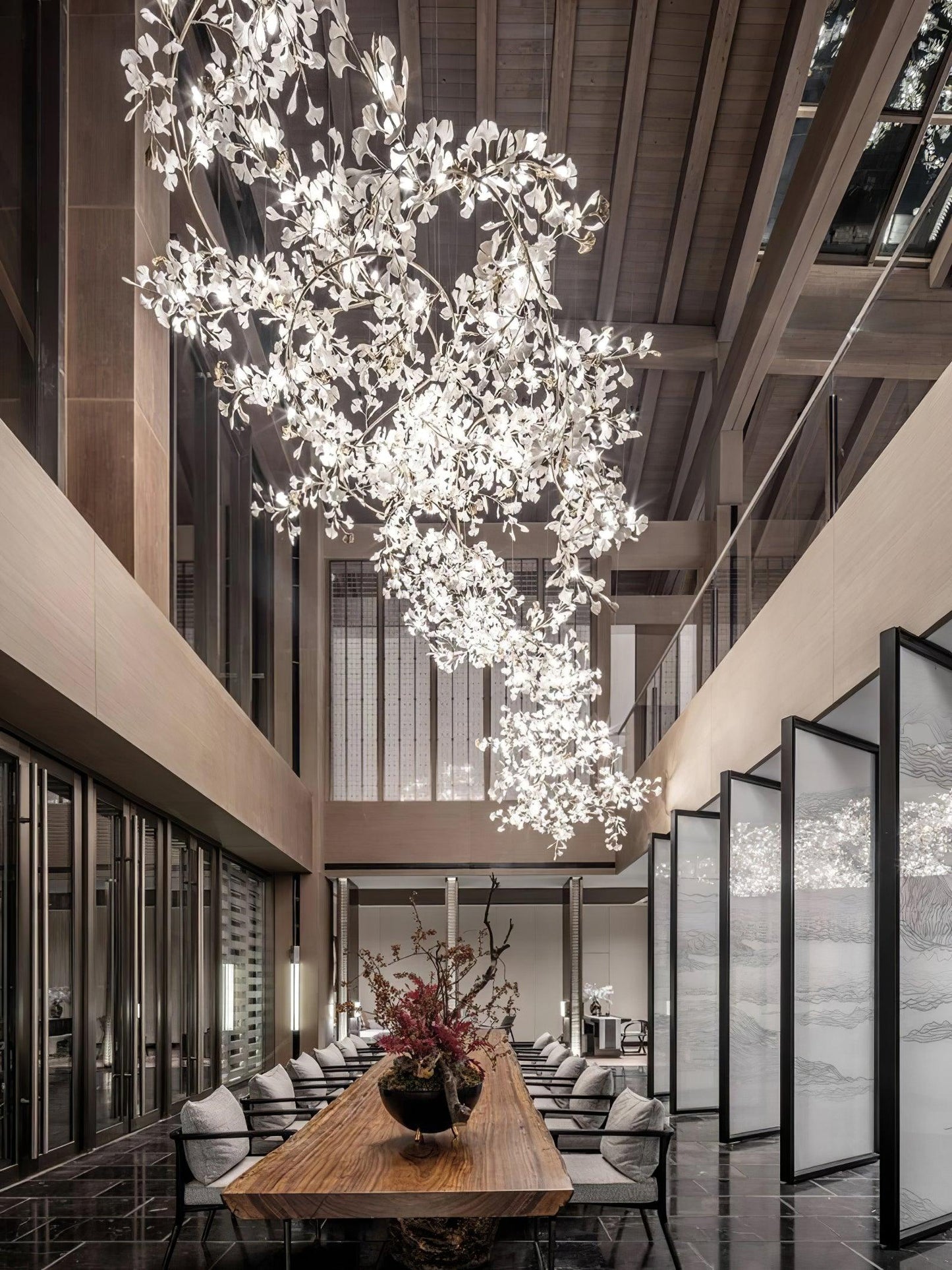 Gingko Vortex Modern Chandelier - Adjustable LED Lighting & Unique Des