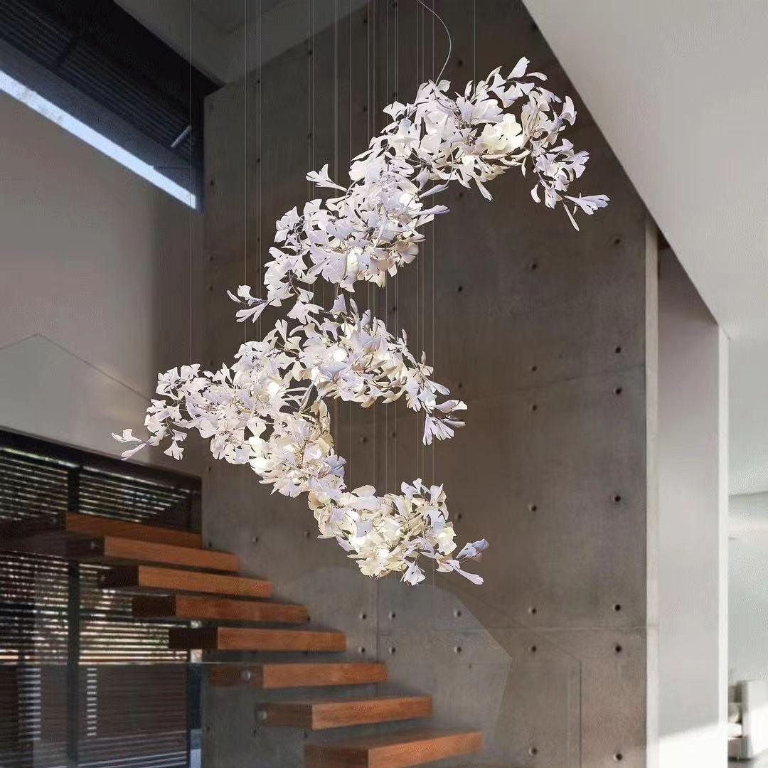 Gingko Vortex Modern Chandelier - Adjustable LED Lighting & Unique Des