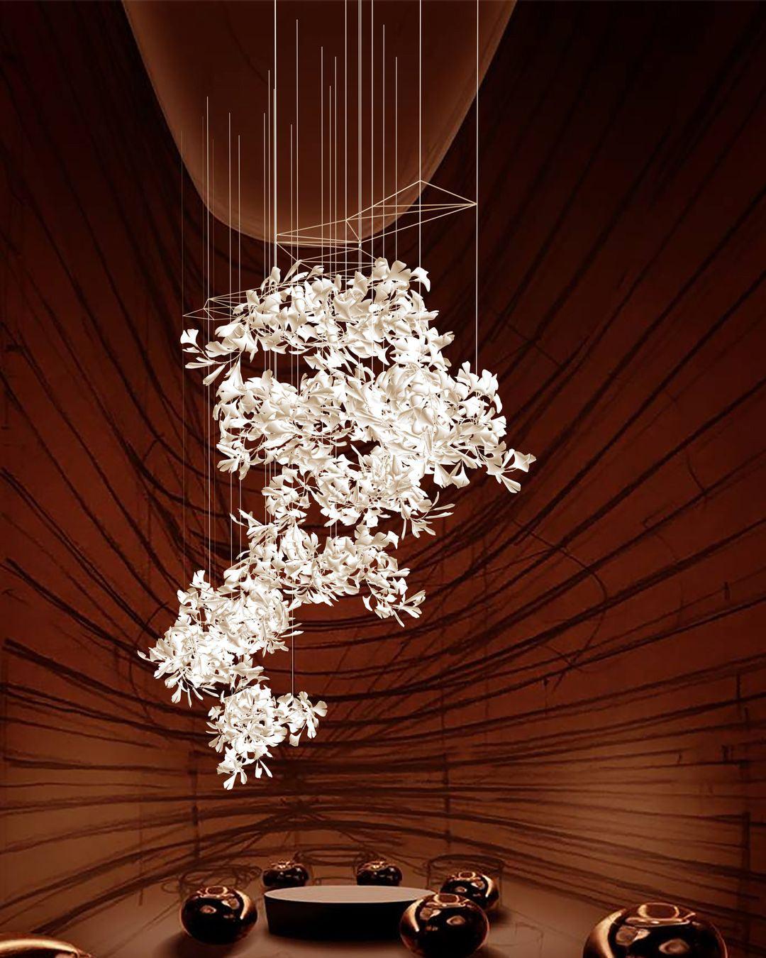 Gingko Vortex Modern Chandelier - Adjustable LED Lighting & Unique Des