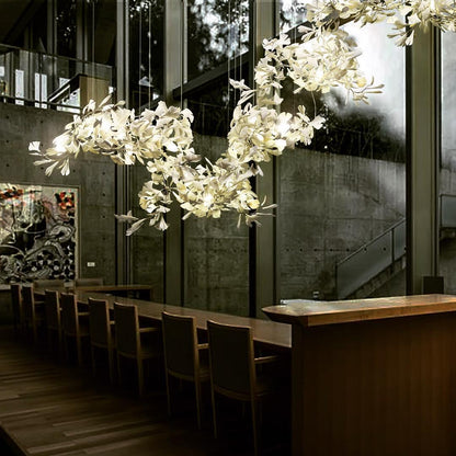 Gingko Chandelier C - Elegant Design with Adjustable Height & LED Ligh