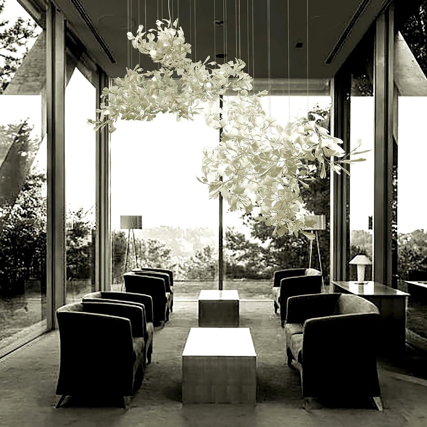 Gingko Chandelier C - Elegant Design with Adjustable Height & LED Ligh