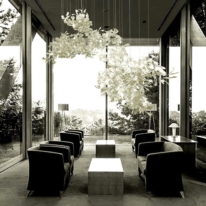 Gingko Chandelier C - Elegant Design with Adjustable Height & LED Ligh