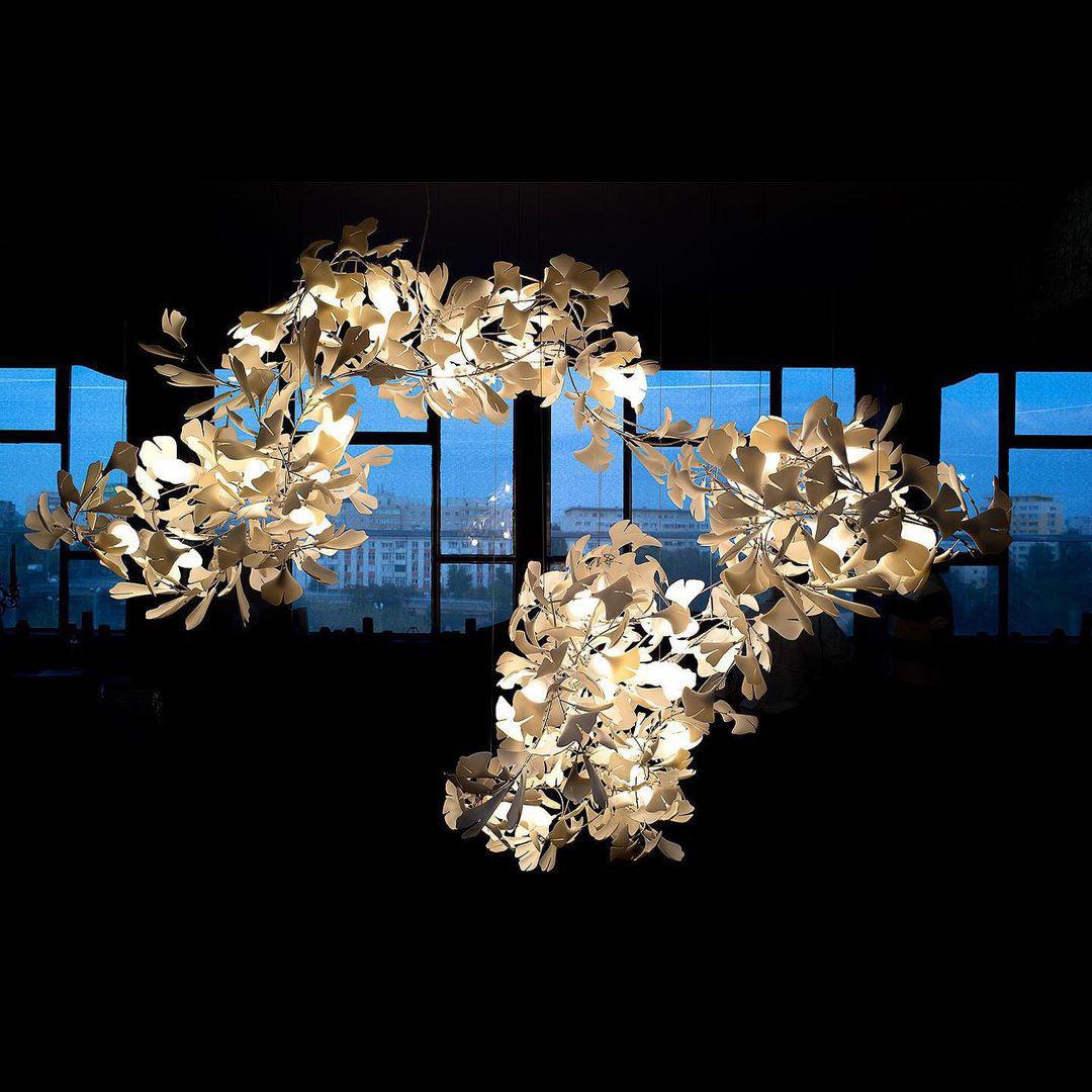 Gingko Chandelier C - Elegant Design with Adjustable Height & LED Ligh