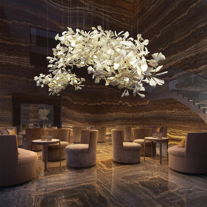 Gingko Chandelier C - Elegant Design with Adjustable Height & LED Ligh