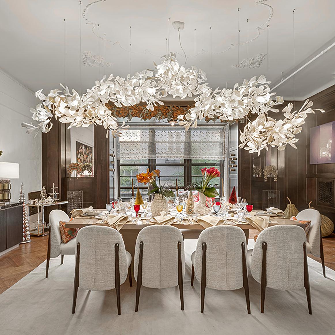 Gingko Chandelier C - Elegant Design with Adjustable Height & LED Ligh