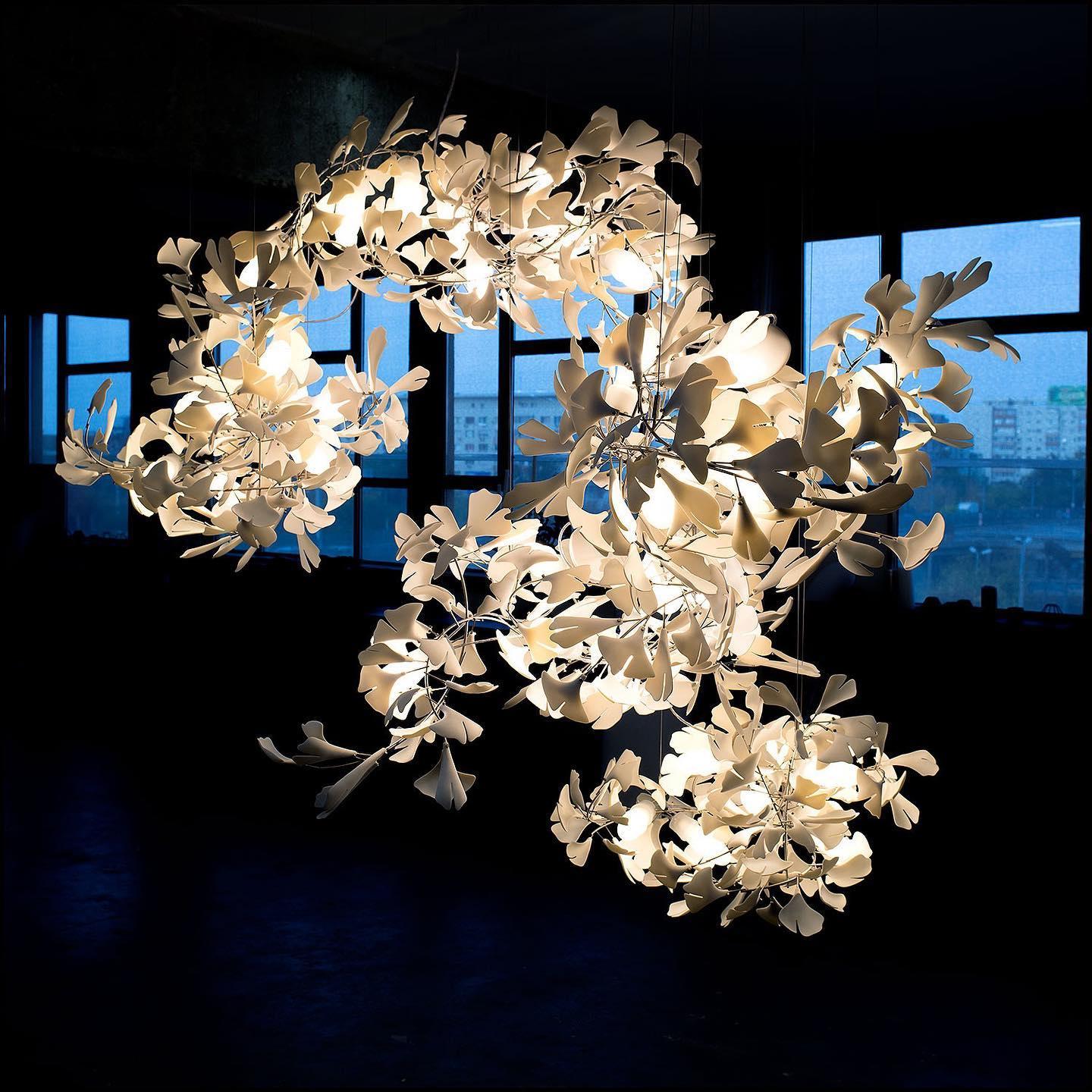 Gingko Chandelier C - Elegant Design with Adjustable Height & LED Ligh
