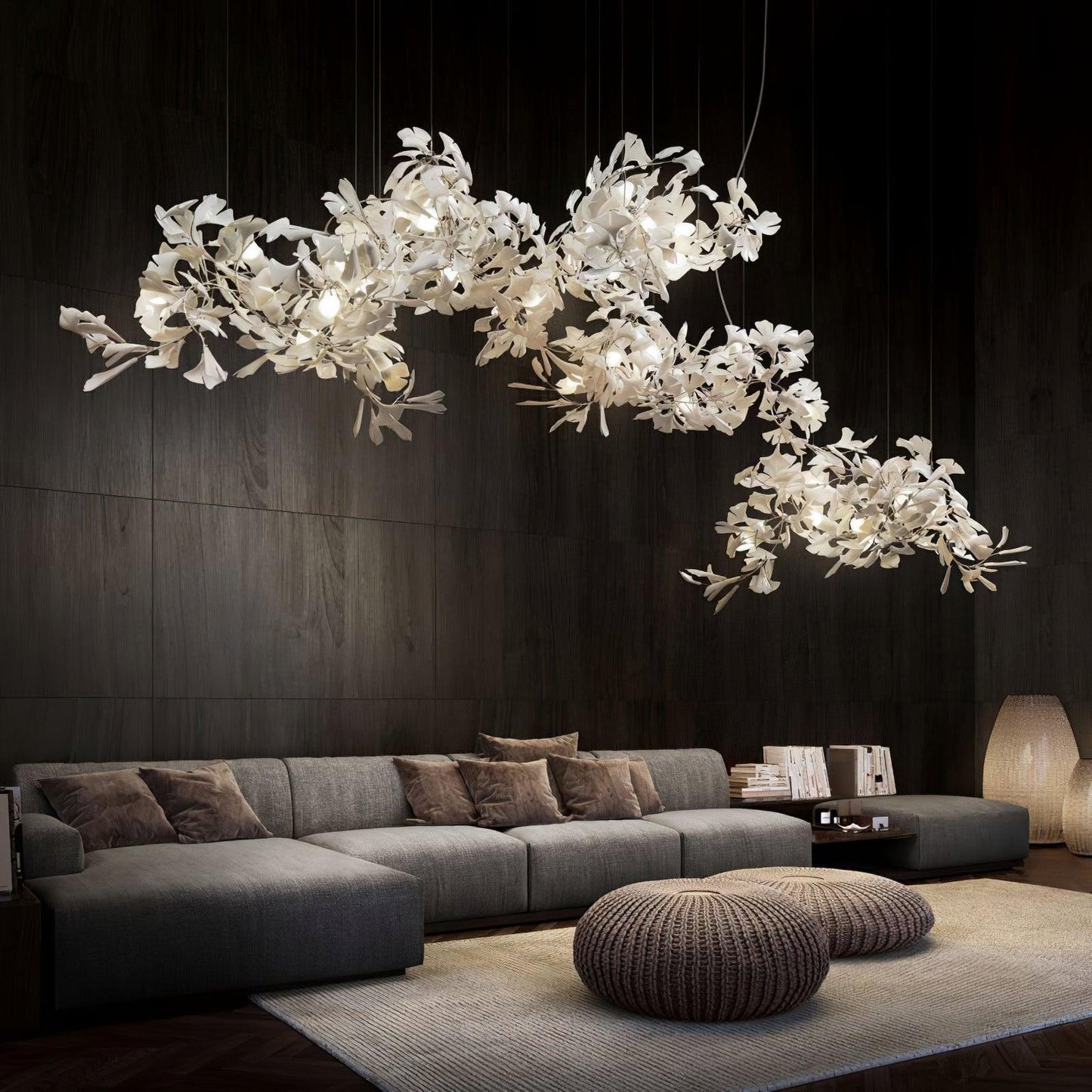 Gingko Chandelier C - Elegant Design with Adjustable Height & LED Ligh