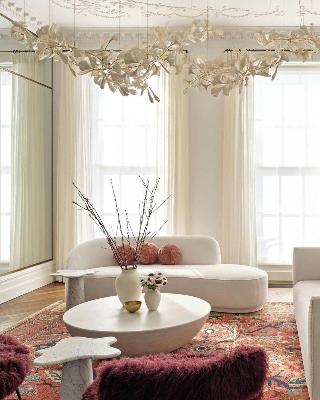 Gingko Chandelier C - Elegant Design with Adjustable Height & LED Ligh