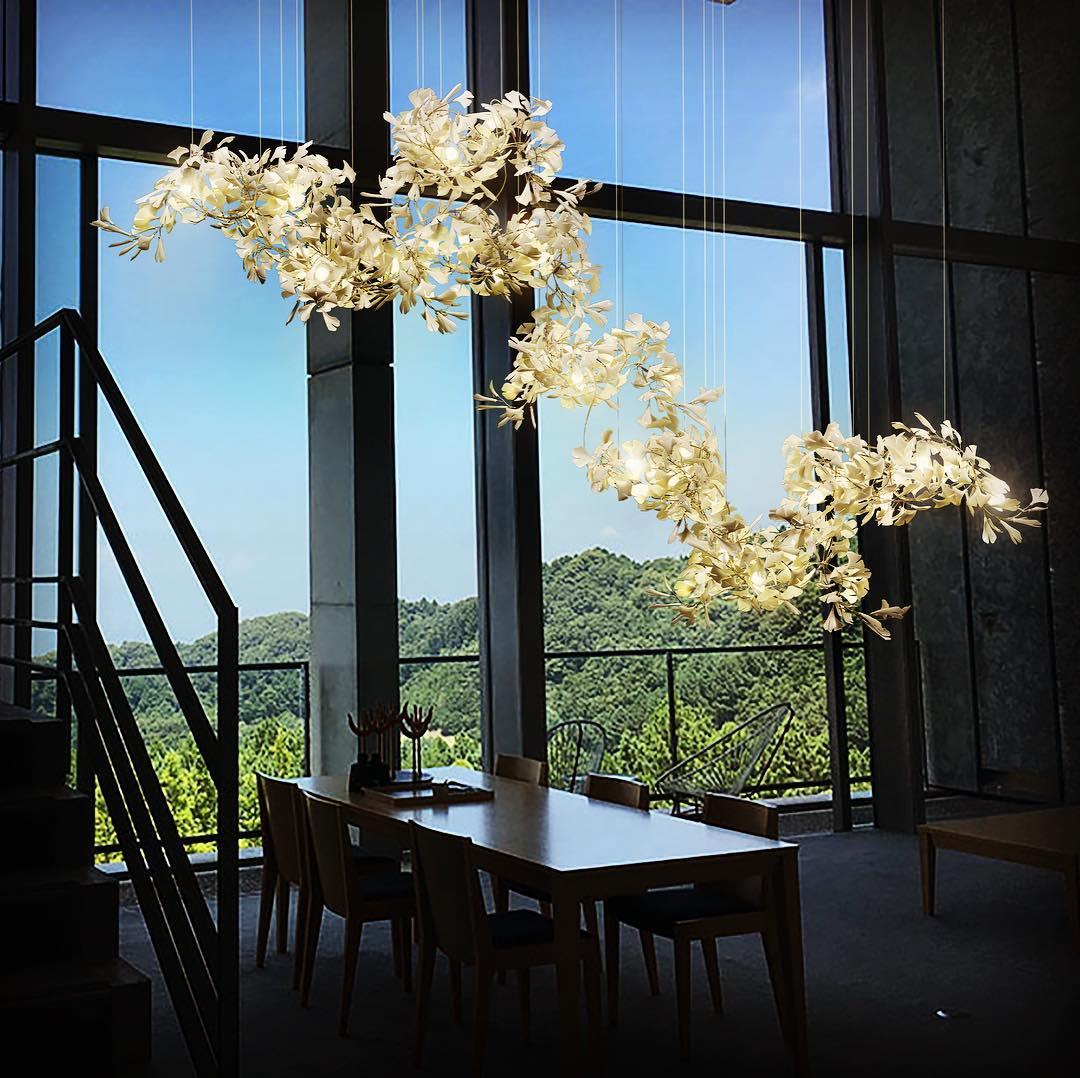 Gingko Chandelier C - Elegant Design with Adjustable Height & LED Ligh