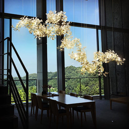 Gingko Chandelier C - Elegant Design with Adjustable Height & LED Ligh