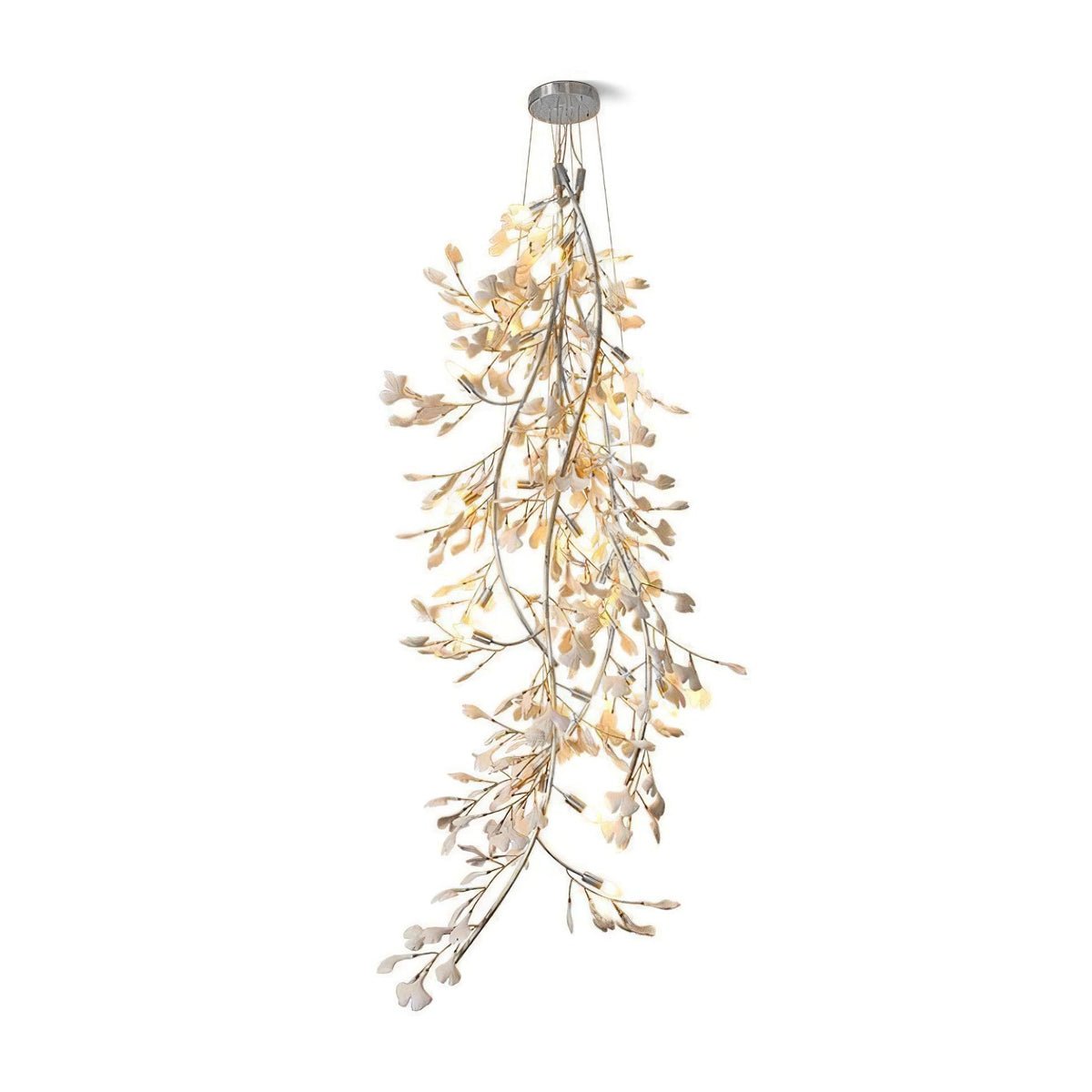 Gingko Cascade Branch Chandelier - Modern Design, Adjustable Height