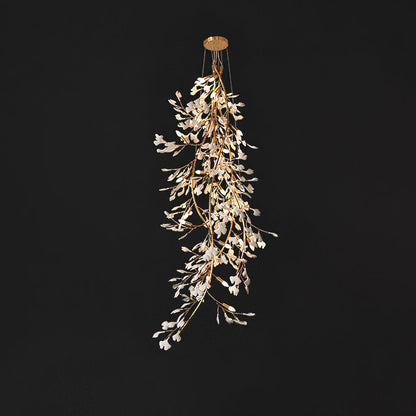 Gingko Cascade Branch Chandelier - Modern Design, Adjustable Height