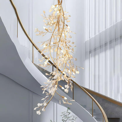 Gingko Cascade Branch Chandelier - Modern Design, Adjustable Height