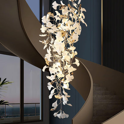 Gingko Cascade Leaf Chandelier - Elegant Modern Design with Adjustable