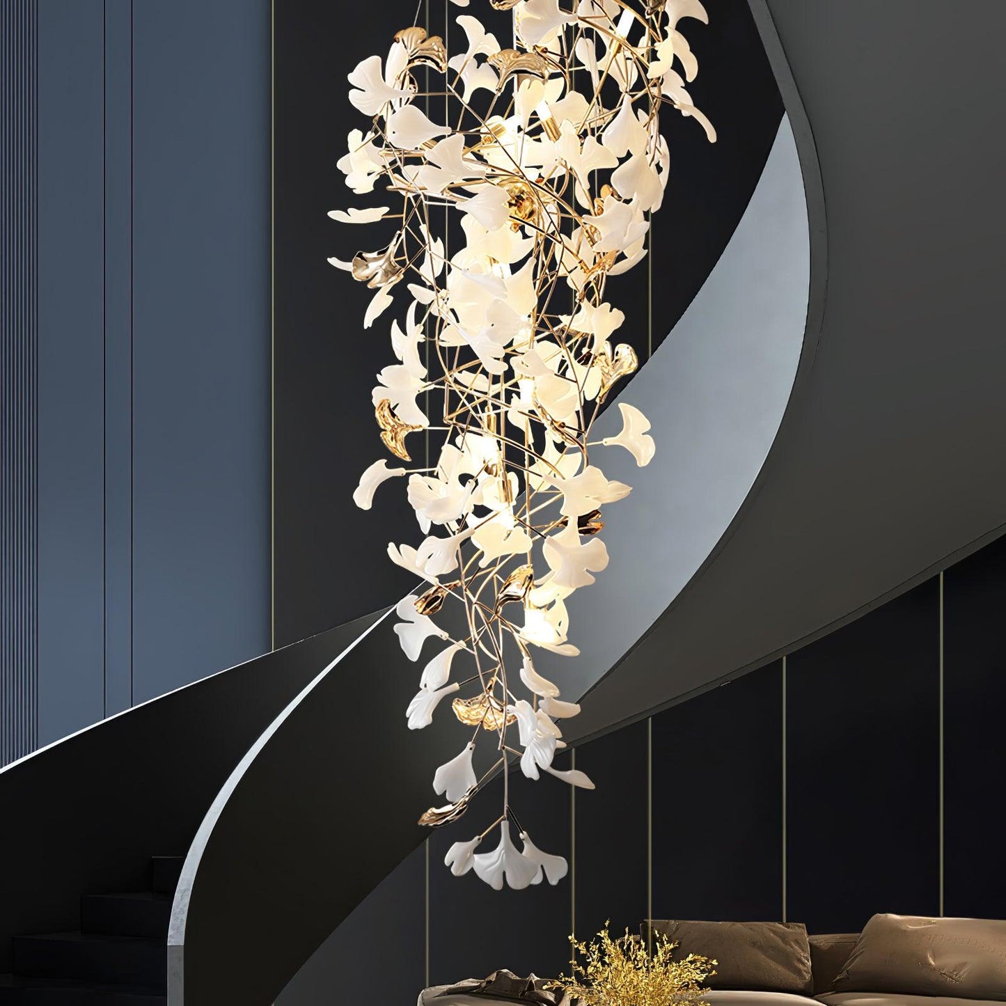 Gingko Cascade Leaf Chandelier - Elegant Modern Design with Adjustable