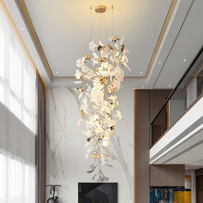 Gingko Cascade Leaf Chandelier - Elegant Modern Design with Adjustable
