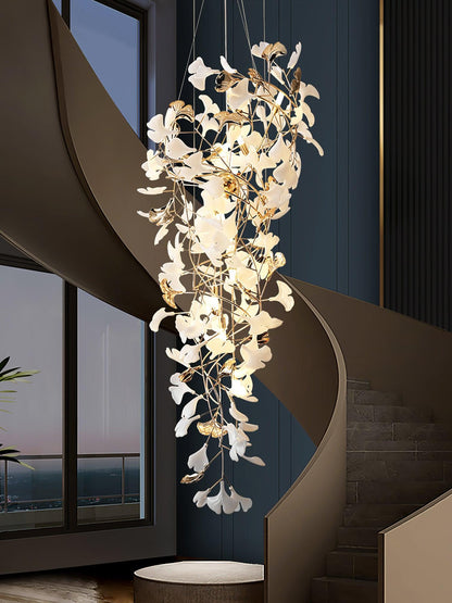 Gingko Cascade Leaf Chandelier - Elegant Modern Design with Adjustable