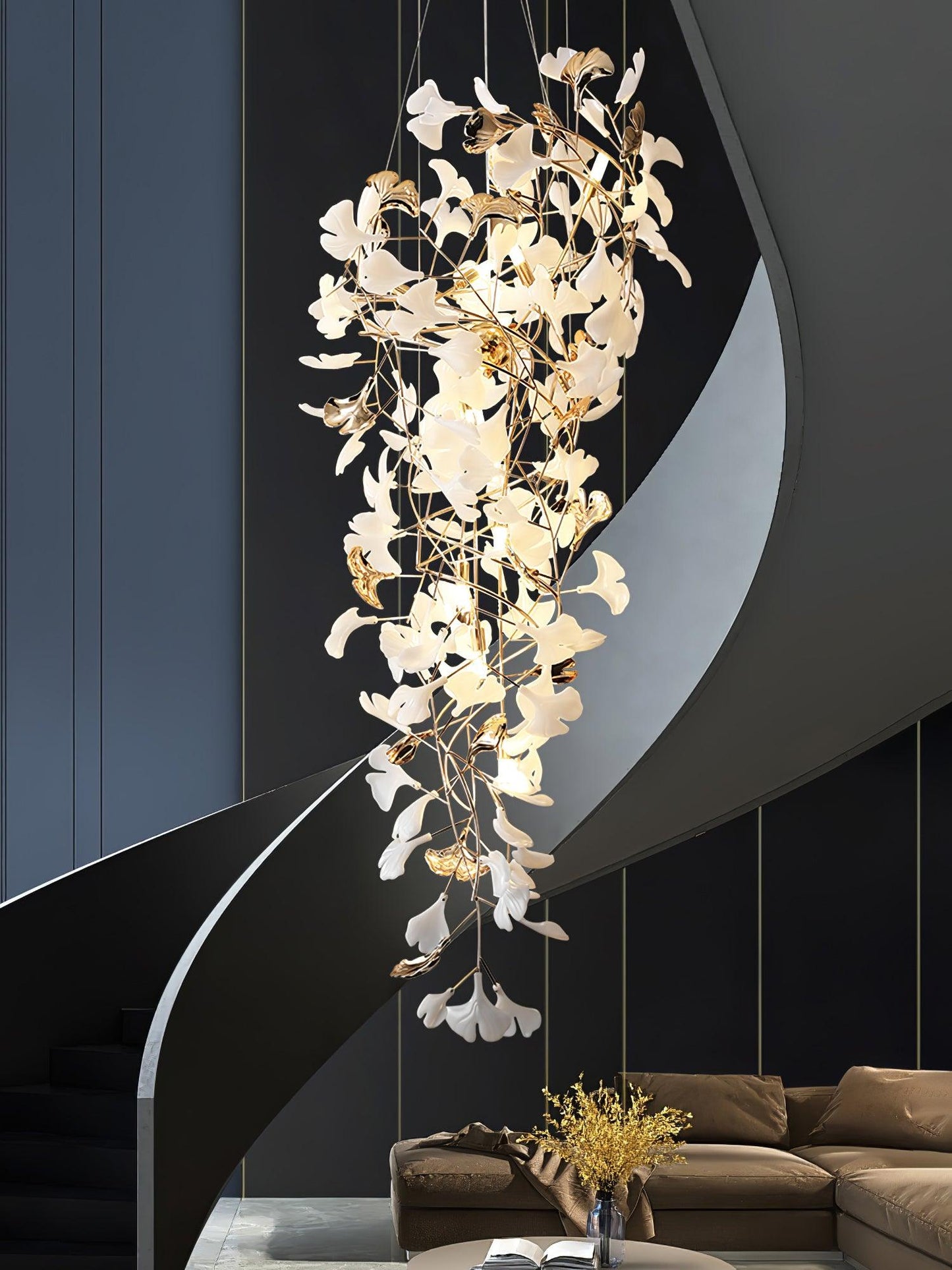 Gingko Cascade Leaf Chandelier - Elegant Modern Design with Adjustable