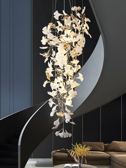 Gingko Cascade Leaf Chandelier - Elegant Modern Design with Adjustable