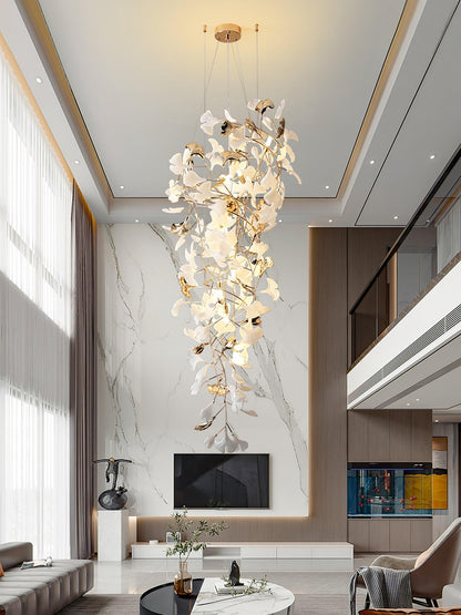 Gingko Cascade Leaf Chandelier - Elegant Modern Design with Adjustable
