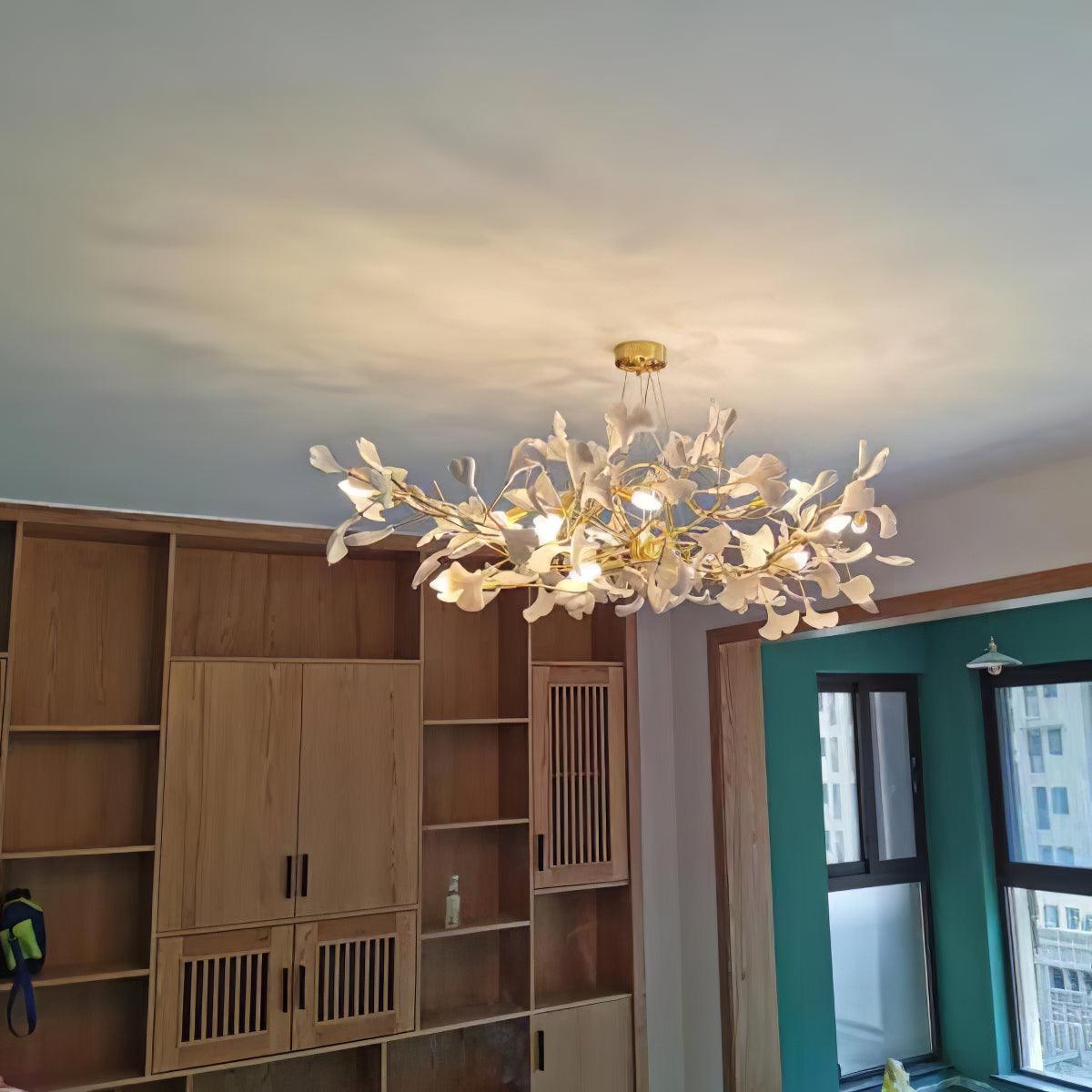 Horizon Bloom Ginkgo Chandelier - Elegant Design & Adjustable Height
