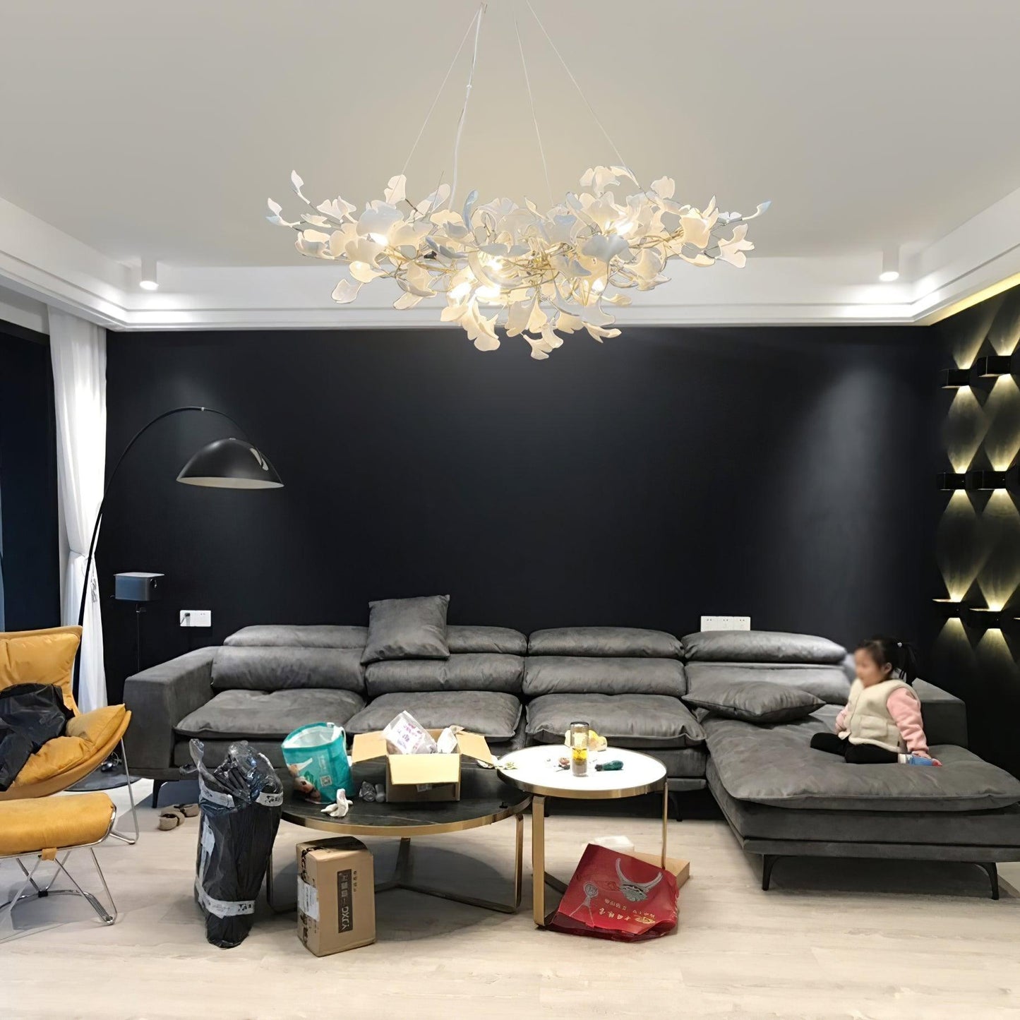 Horizon Bloom Ginkgo Chandelier - Elegant Design & Adjustable Height