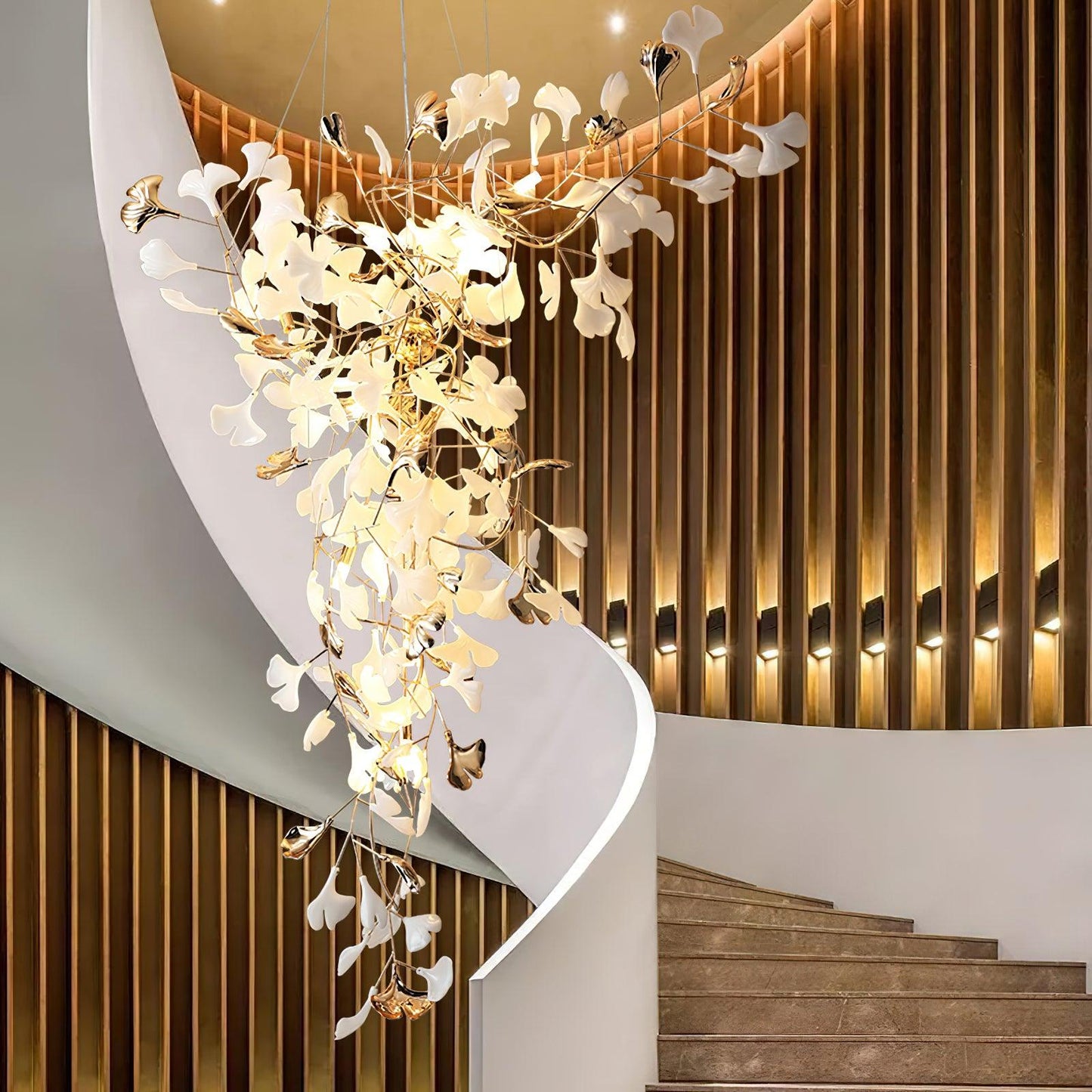 Ginkgo Vine Chandelier - Elegant Design with Adjustable Height & LED L