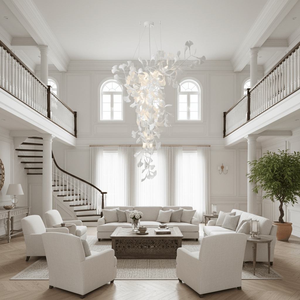 Ginkgo Vine Chandelier - Elegant Design with Adjustable Height & LED L