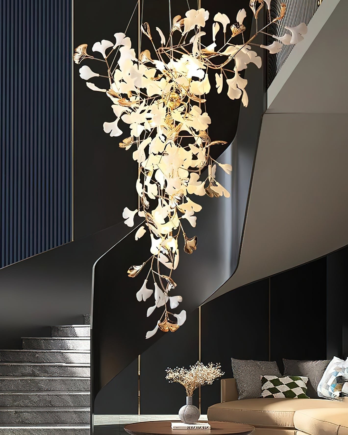Ginkgo Vine Chandelier - Elegant Design with Adjustable Height & LED L