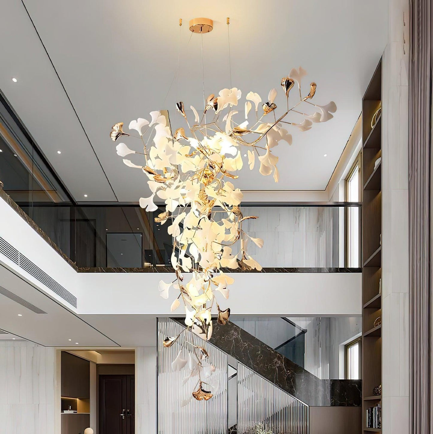Ginkgo Vine Chandelier - Elegant Design with Adjustable Height & LED L