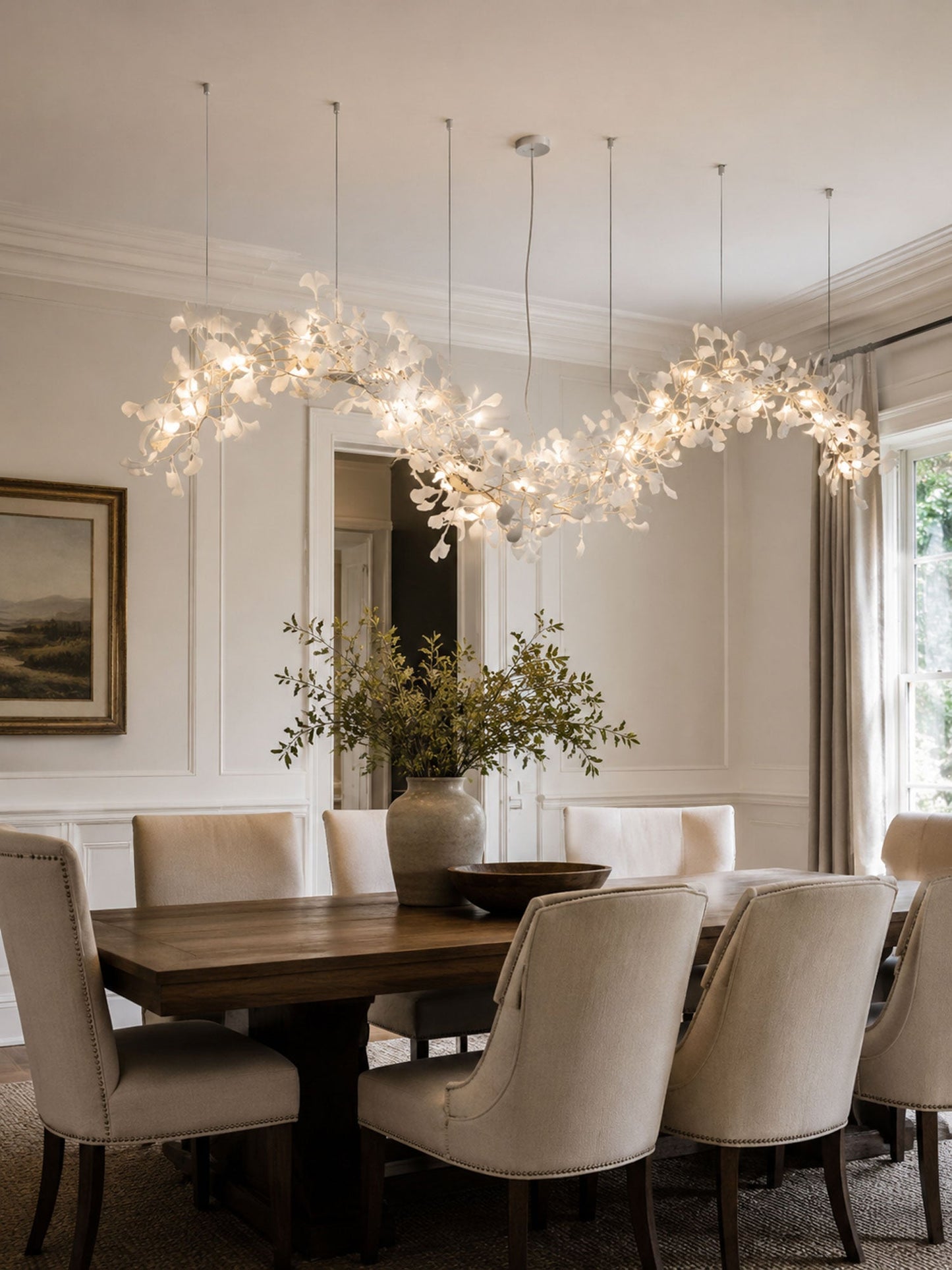 Ginkgo Vine Chandelier - Elegant Design with Adjustable Height & LED L
