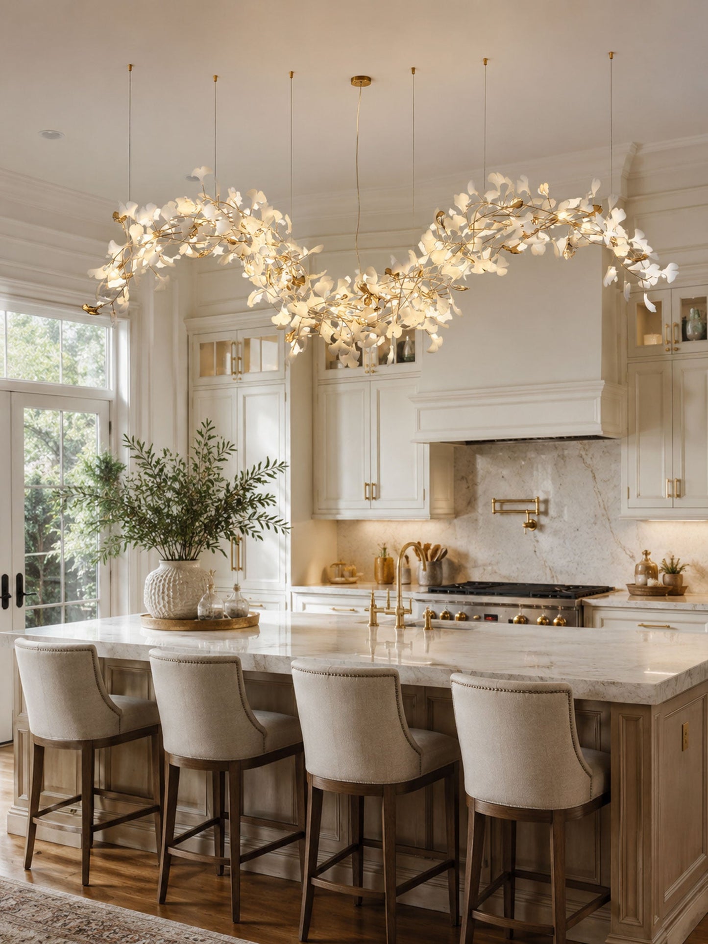 Ginkgo Vine Chandelier - Elegant Design with Adjustable Height & LED L