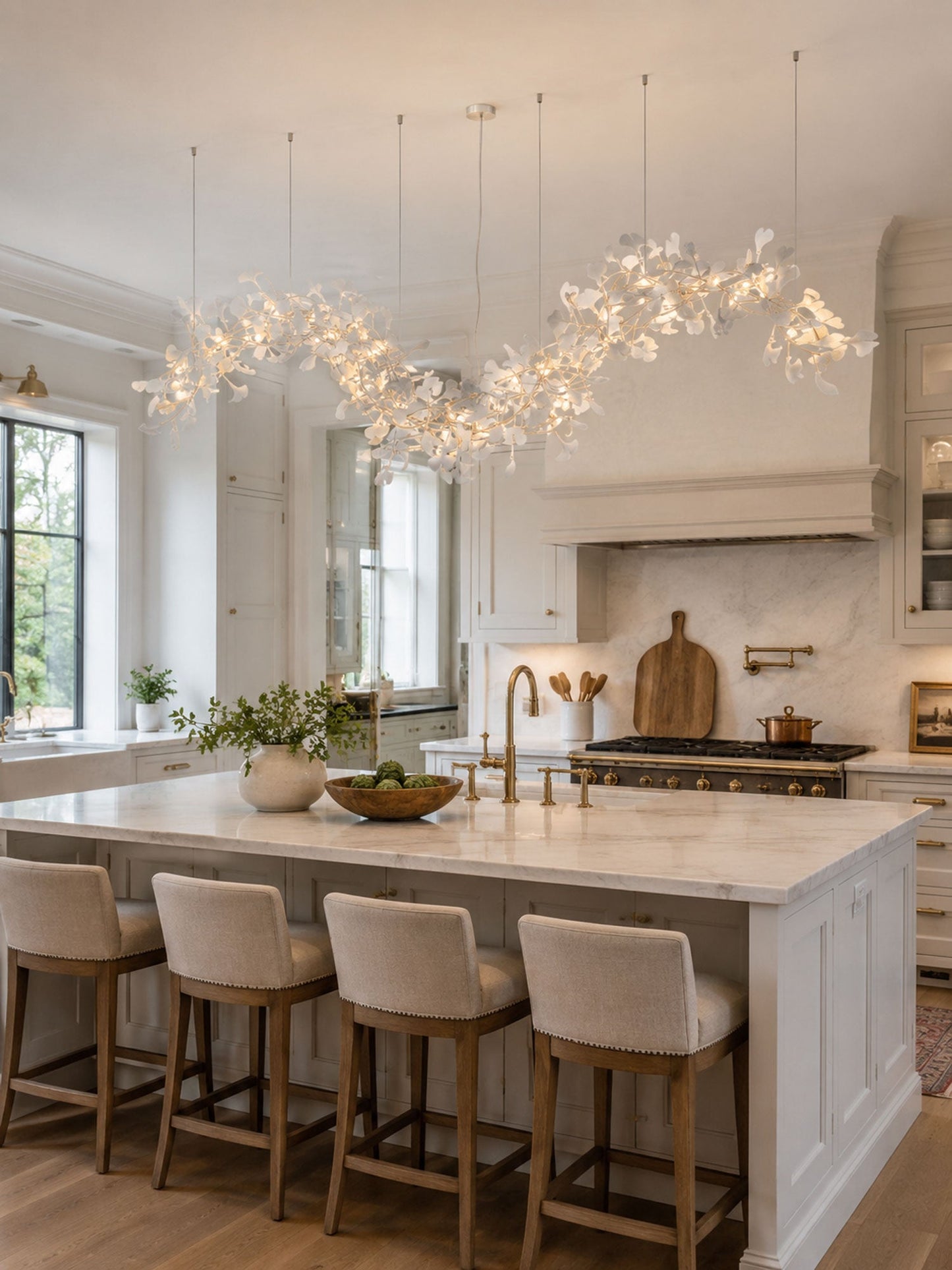 Ginkgo Vine Chandelier - Elegant Design with Adjustable Height & LED L