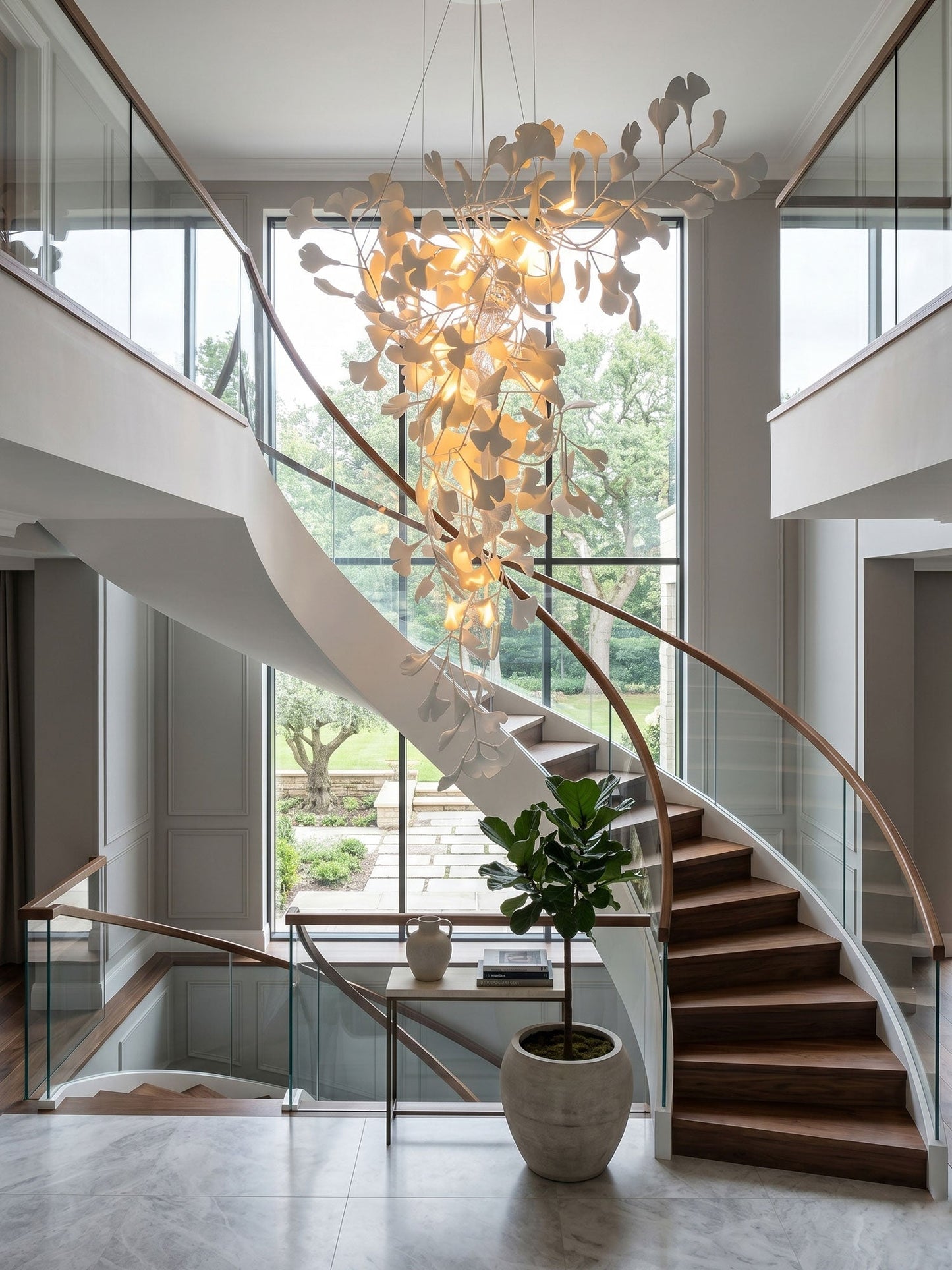 Ginkgo Vine Chandelier - Elegant Design with Adjustable Height & LED L