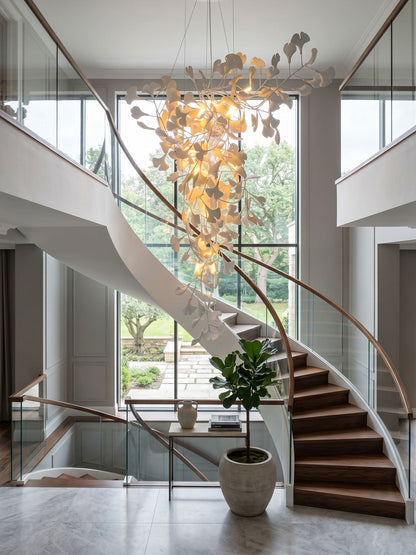 Ginkgo Vine Chandelier - Elegant Design with Adjustable Height & LED L