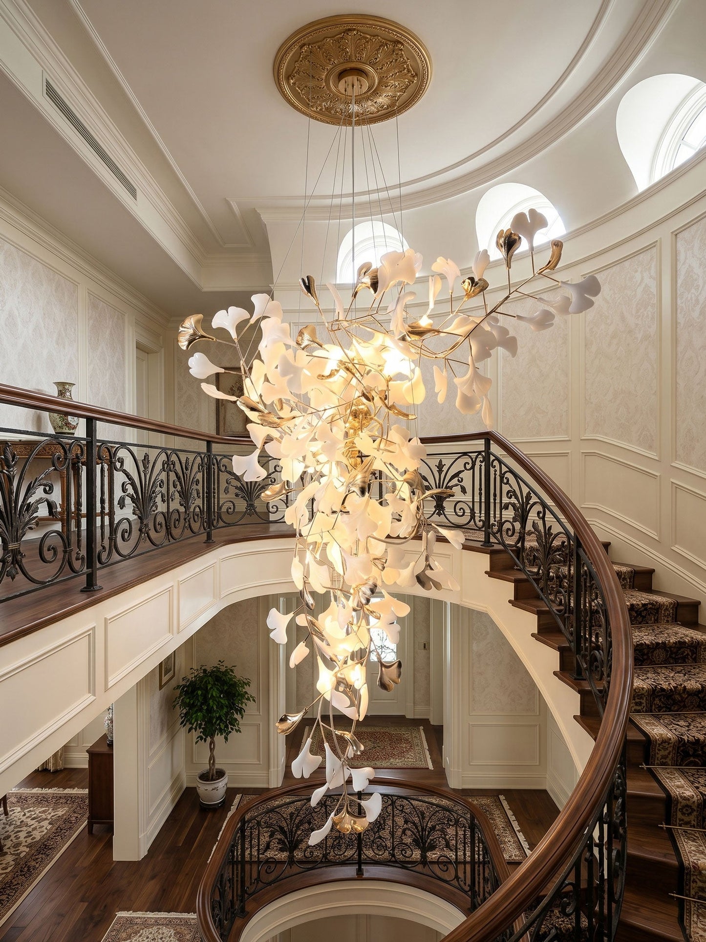Ginkgo Vine Chandelier - Elegant Design with Adjustable Height & LED L