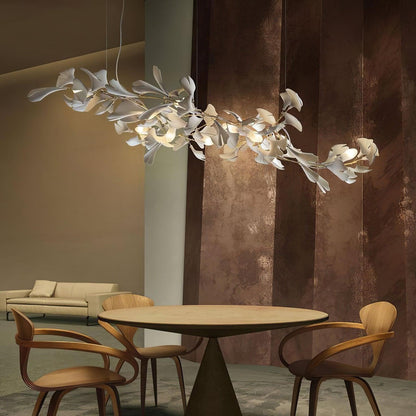 Elegant Porcelain Ginkgo Chandelier - Handcrafted, Energy Efficient Li
