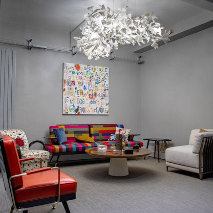 Elegant Porcelain Ginkgo Chandelier - Handcrafted, Energy Efficient Li