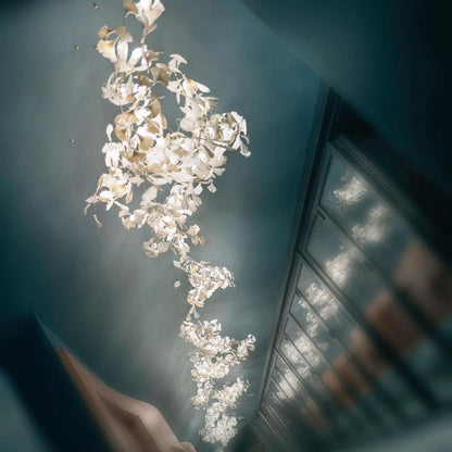 Elegant Porcelain Ginkgo Chandelier - Handcrafted, Energy Efficient Li