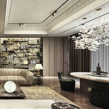 Elegant Porcelain Ginkgo Chandelier - Handcrafted, Energy Efficient Li