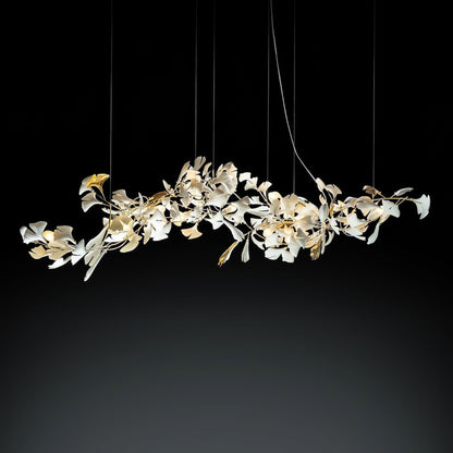 Elegant Porcelain Ginkgo Chandelier - Handcrafted, Energy Efficient Li