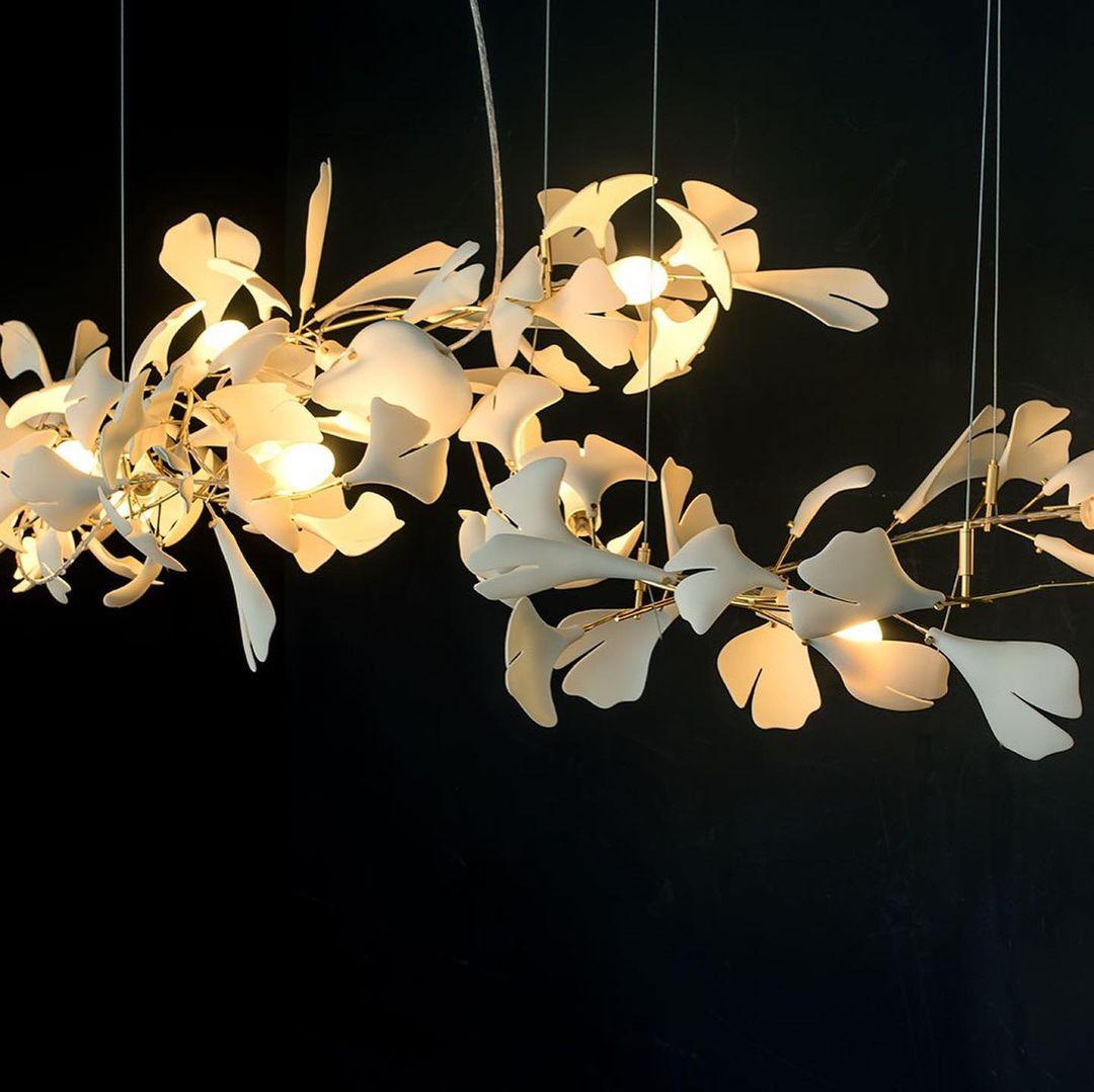 Elegant Porcelain Ginkgo Chandelier - Handcrafted, Energy Efficient Li