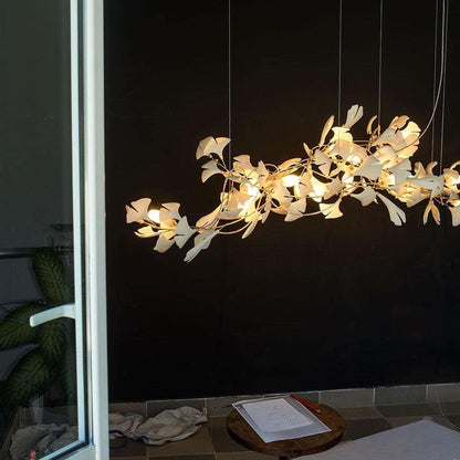 Elegant Porcelain Ginkgo Chandelier - Handcrafted, Energy Efficient Li