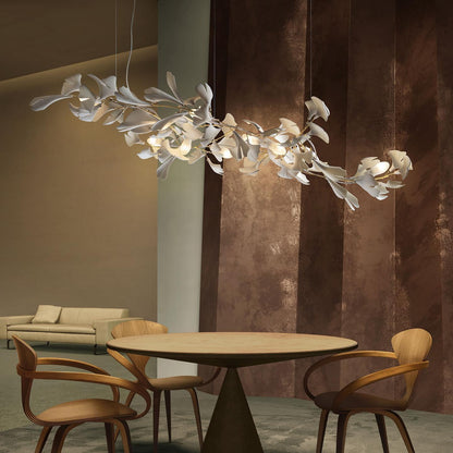 Elegant Porcelain Ginkgo Chandelier - Handcrafted, Energy Efficient Li